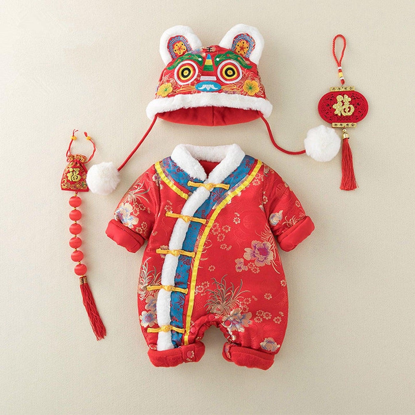 Winter Romper Chinese Baby 100 days Tiger Hat Romper