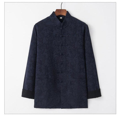 Jacquard cotton-linen Chinese-style men's Tang jacket