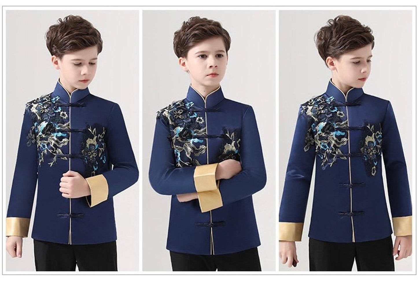 Deep Blue Boy's Tang Jacket Chinese New Year