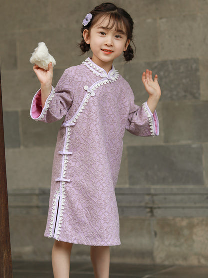 Purple Qipao Dress For Girl