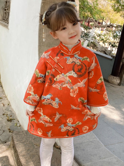 Orange Red Cheongsam For Girl