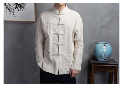 Linen Cotton Shirt For Men Chinese style