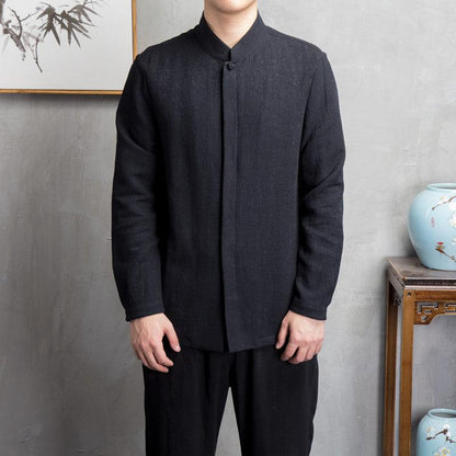 Men's Chinese Shirt Lined Mandarin Collar