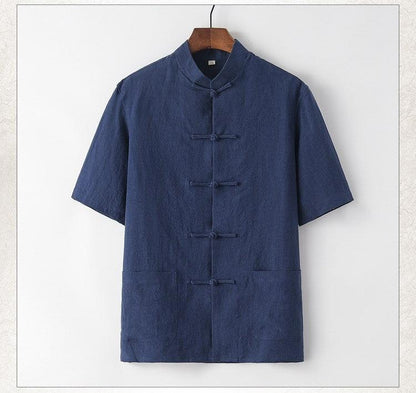 Men's short sleeve linen Chinese-style