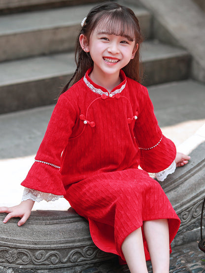 Red Cheongsam Dress For Girl