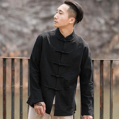 Men Linen Cotton Chinese Tang Shirt