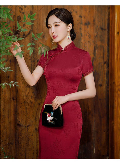 Wine Red/ Green Qipao Chinese Traditional Dress