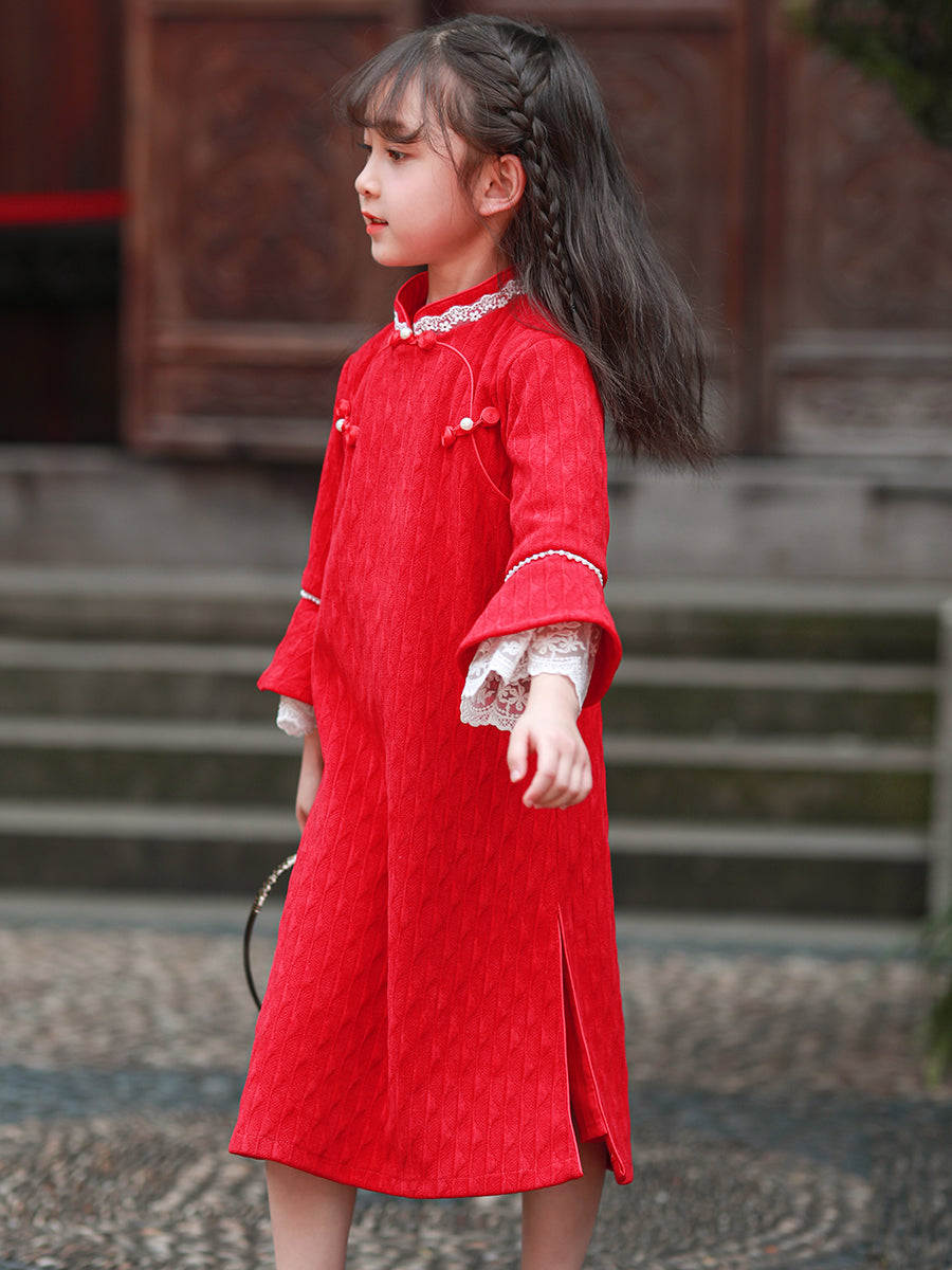 Red Cheongsam Dress For Girl