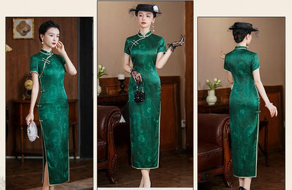 Green Mulberry Silk Long Dress