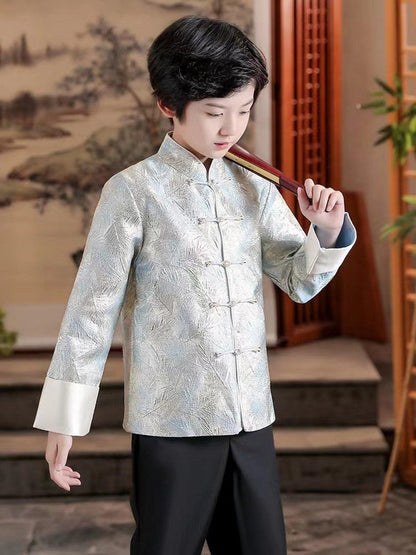 Leaf pattern Chinese Jacket For Boy