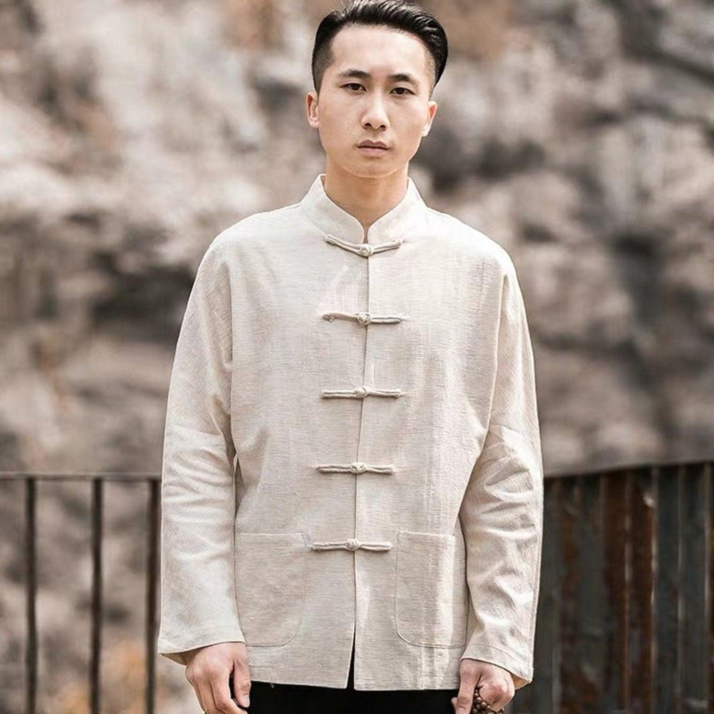 Men Linen Cotton Chinese Tang Shirt