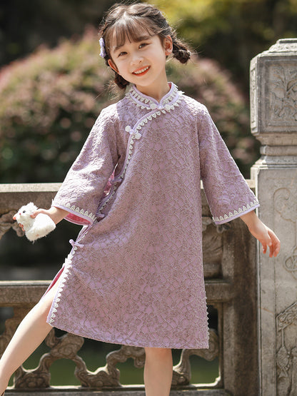 Purple Qipao Dress For Girl