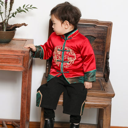 Boy's Tang Suit Jacket and pants Chinese New Year For Boy Thin