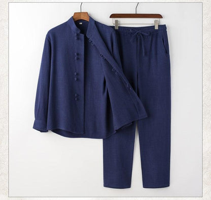 Six Color Men's linen cotton Chinese-style suit Tang set