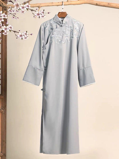 Chinese Long gown Chinese style robe Frog Button Yip Man