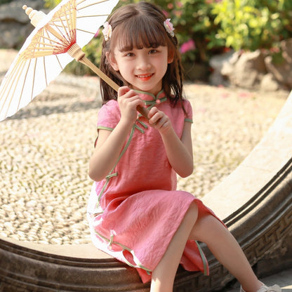 Pink qipao For Girl Summer Dress