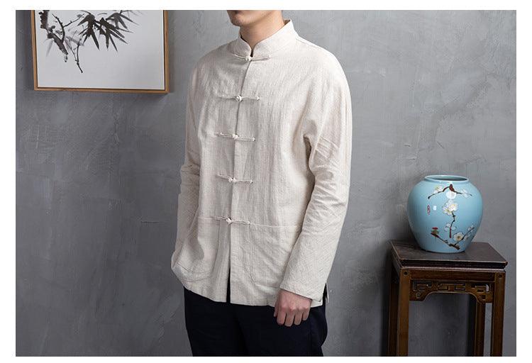 Linen Cotton Shirt For Men Chinese style