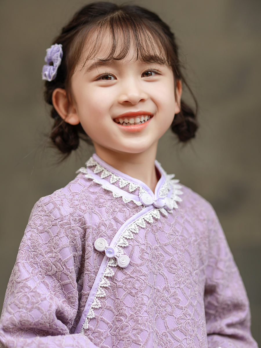 Purple Qipao Dress For Girl