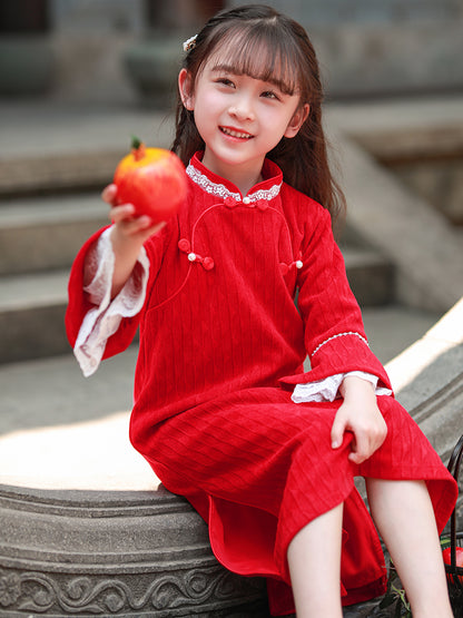 Red Cheongsam Dress For Girl