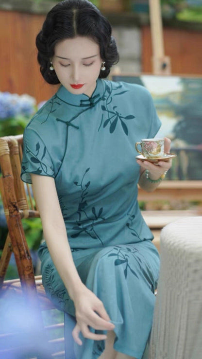 Green Cheongsam Chinese Traditional Qipao Dress