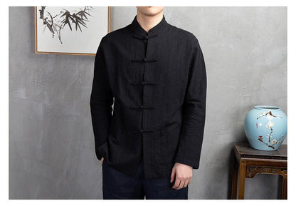 Linen Cotton Shirt For Men Chinese style