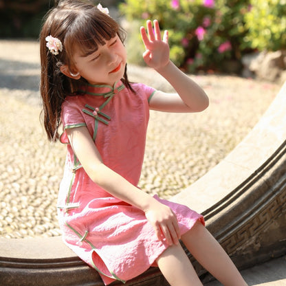 Pink qipao For Girl Summer Dress