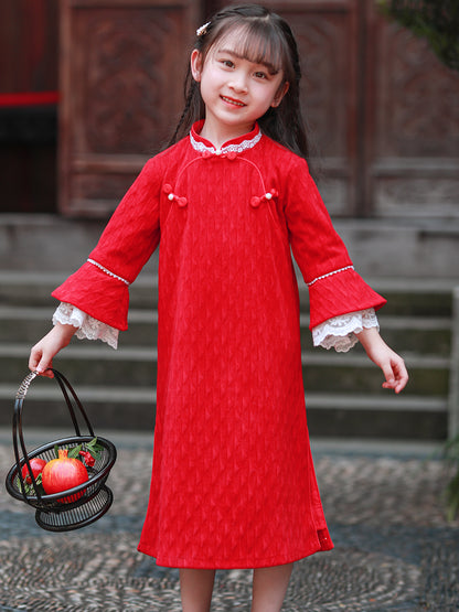 Red Cheongsam Dress For Girl