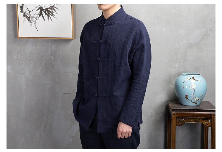 Linen Cotton Shirt For Men Chinese style