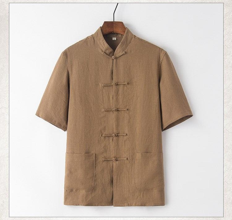 Men's short sleeve linen Chinese-style