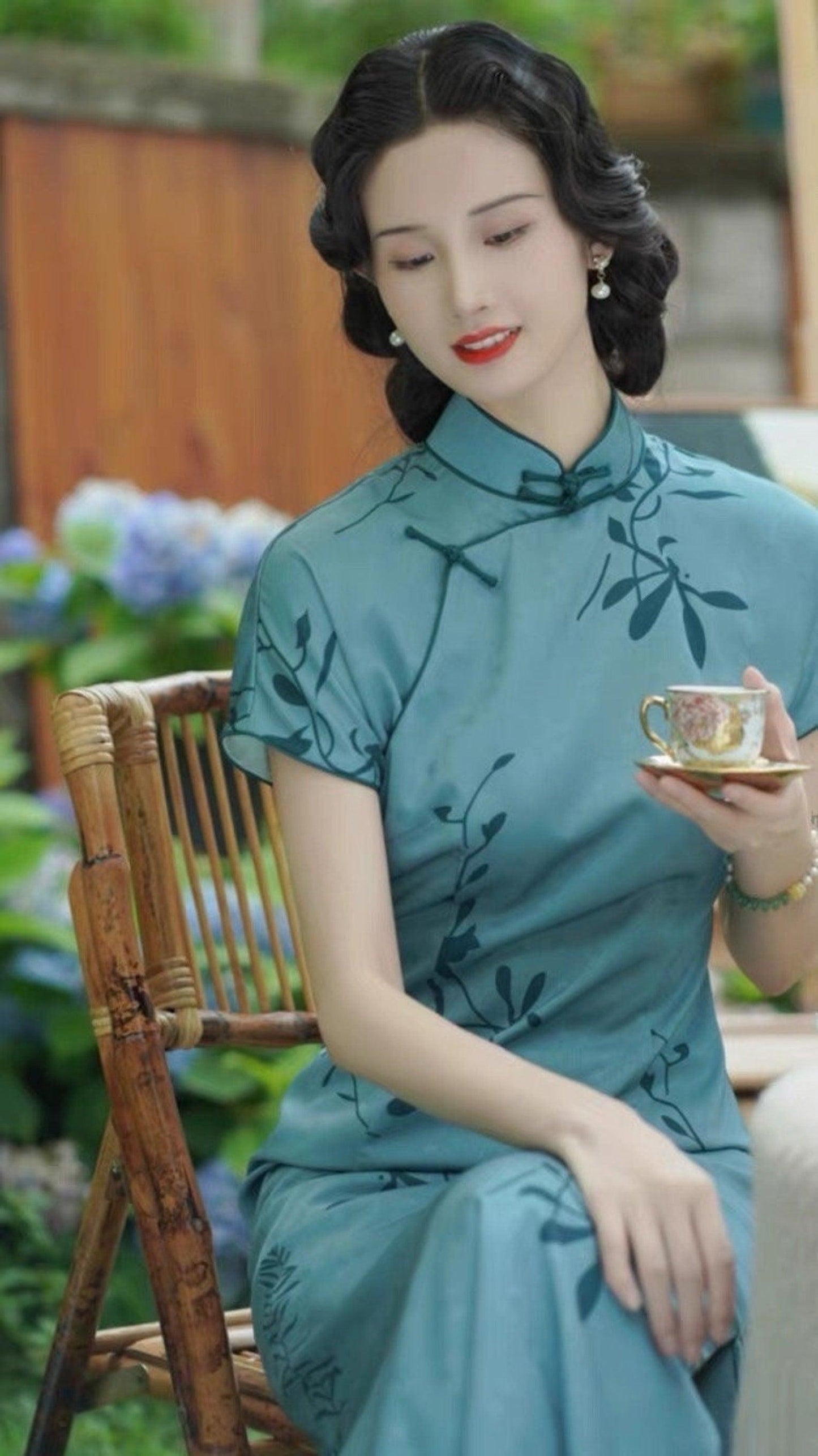 Green Cheongsam Chinese Traditional Qipao Dress