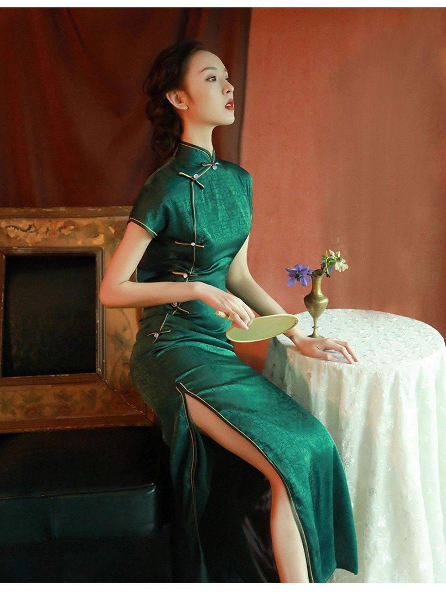 Green/Black Traditional Chinese Qipao