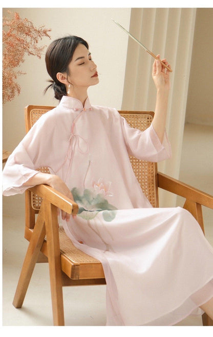 Lotus Flower Chinese Modern Qipao