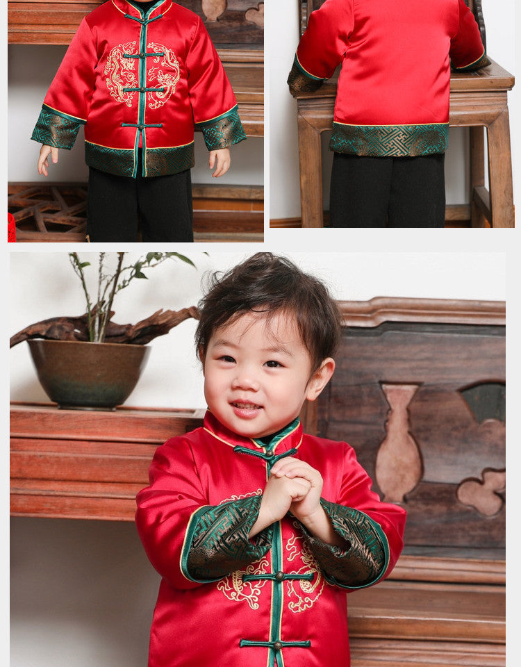 Boy's Tang Suit Jacket and pants Chinese New Year For Boy Thin