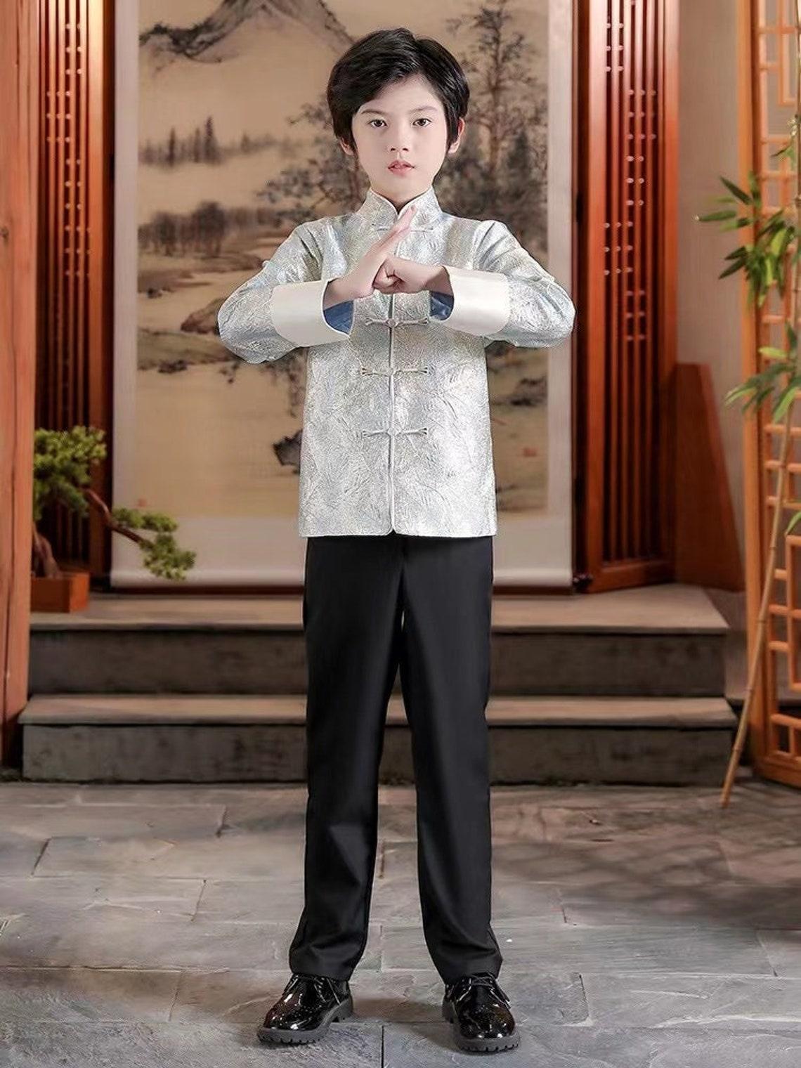 Leaf pattern Chinese Jacket For Boy