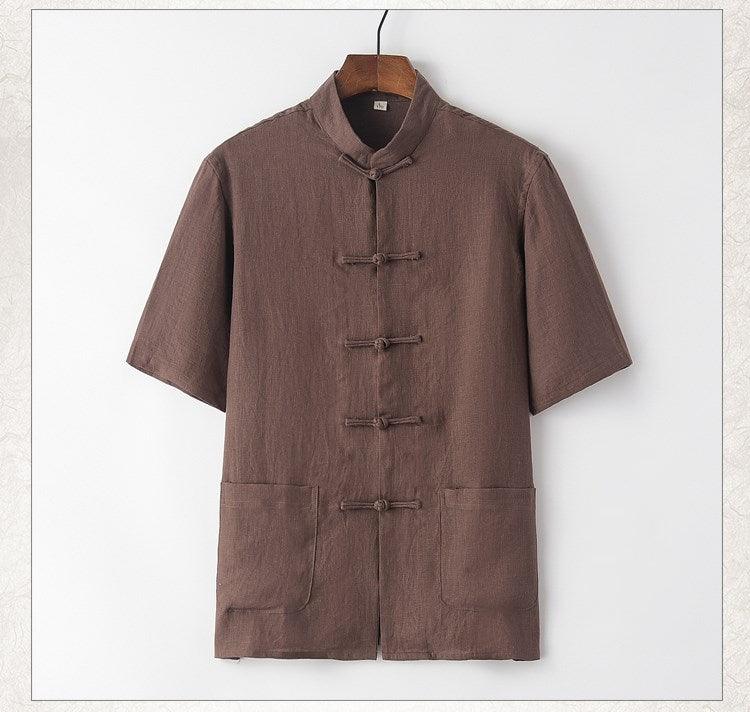 Men's short sleeve linen Chinese-style