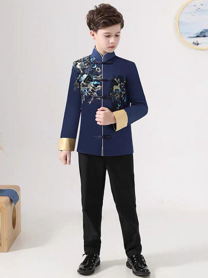 Deep Blue Boy's Tang Jacket Chinese New Year