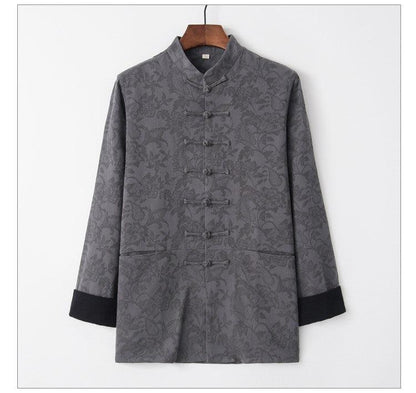 Jacquard cotton-linen Chinese-style men's Tang jacket