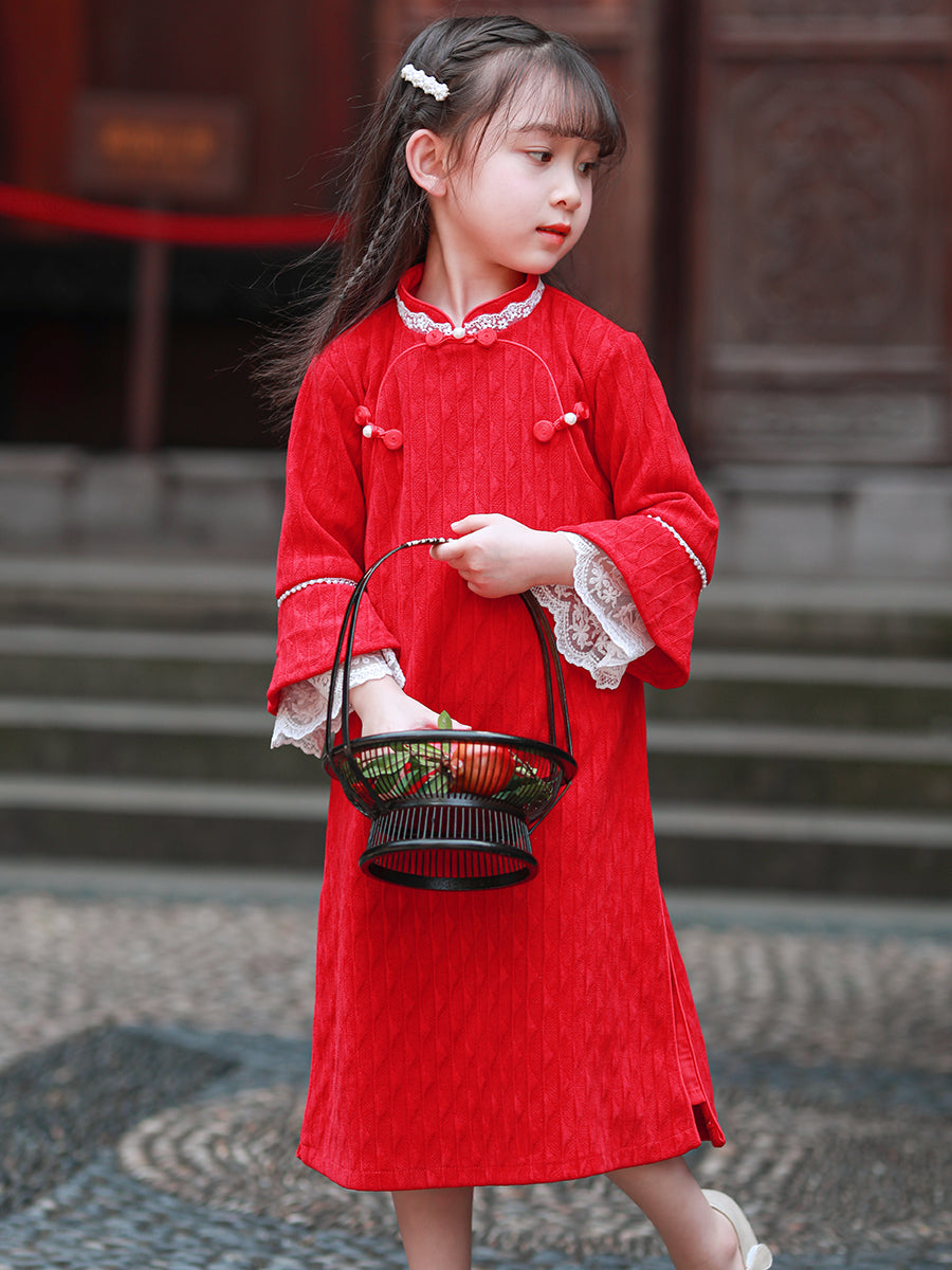 Red Cheongsam Dress For Girl