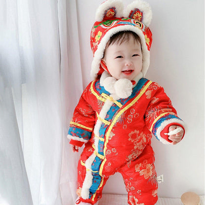 Winter Romper Chinese Baby 100 days Tiger Hat Romper