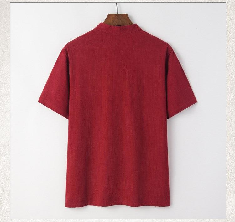 Six Color Bamboo fiber and linen blend half-sleeve men's t-shirt