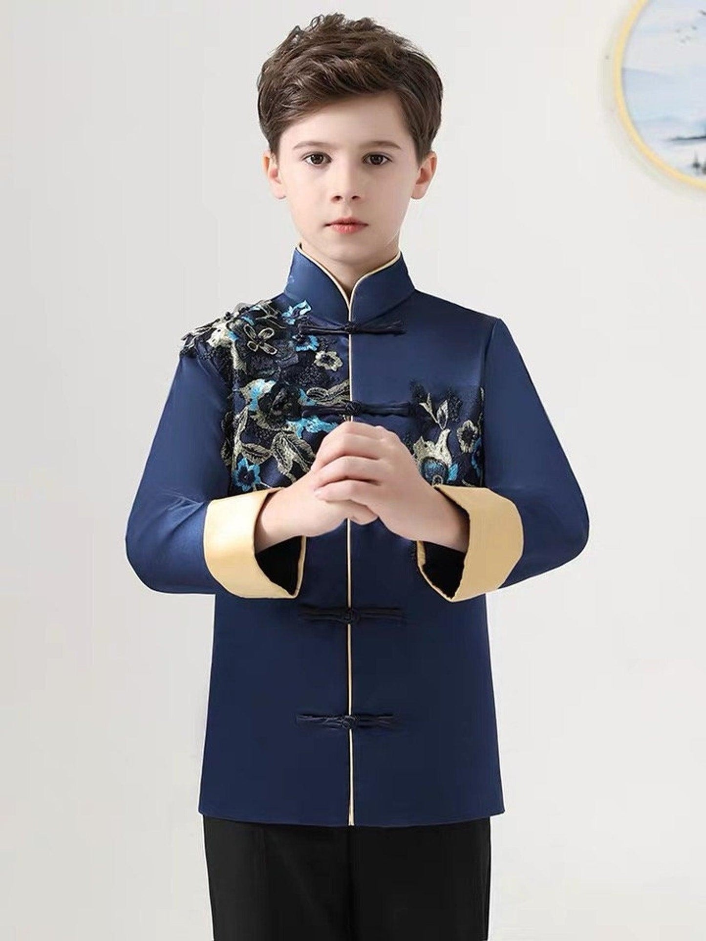 Deep Blue Boy's Tang Jacket Chinese New Year