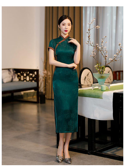 Wine Red/ Green Qipao Chinese Traditional Dress