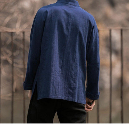 Men Linen Cotton Chinese Tang Shirt