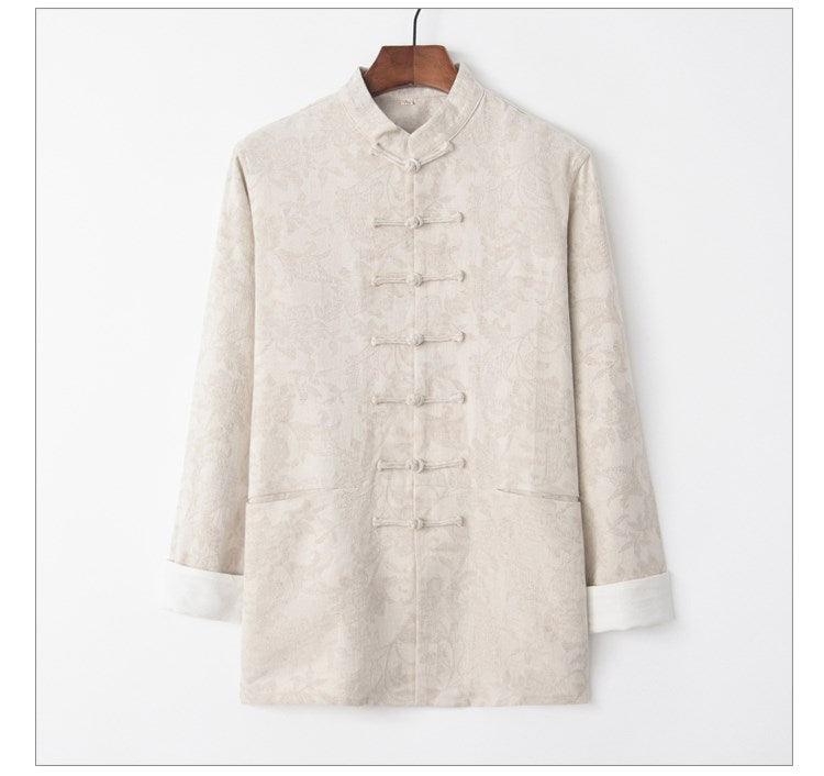 Jacquard cotton-linen Chinese-style men's Tang jacket