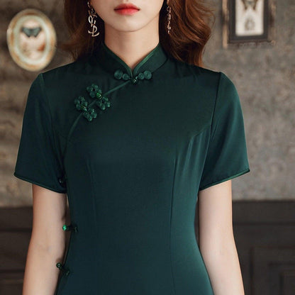 Green/Black Long Qipao Chinese Evening gown