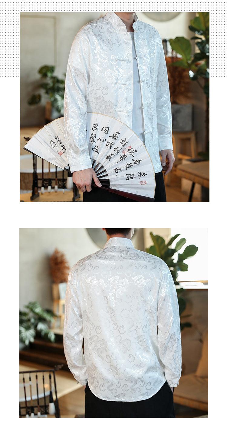 Six Color Chinese Shirt Silk-Like Men's Qipao