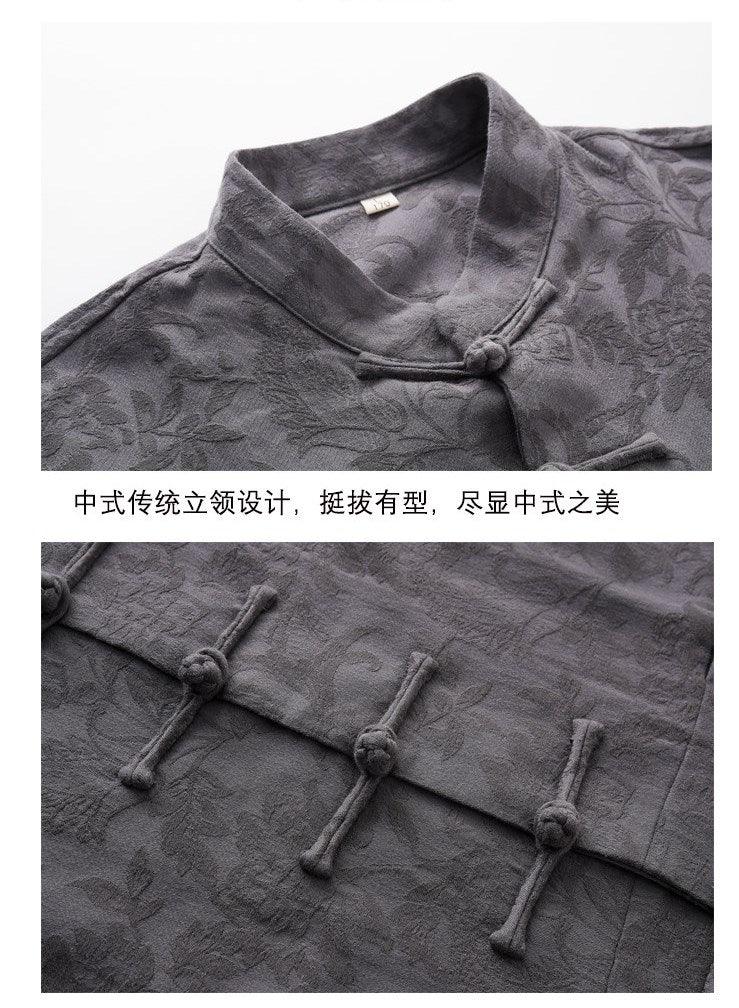 Jacquard cotton-linen Chinese-style men's Tang jacket