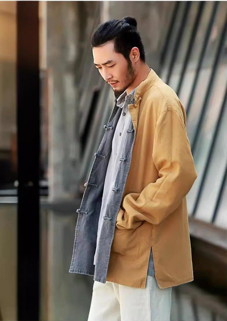 Six Color Linen Cotton Reversible Men's Tang Jacket