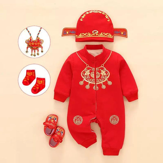 Baby Romper with Hat, Socks, Safe Amulet and Shose Baby Birthday clothes