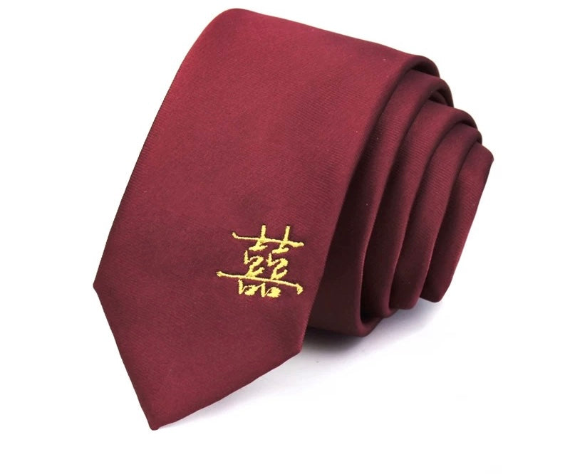 Wedding Tie For Groom Groomsman Bow Tie 囍 喜字